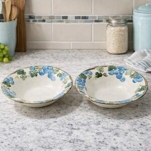 Metlox Poppytrail Blue Grape Bowls Set of 2 Sculptured Pattern